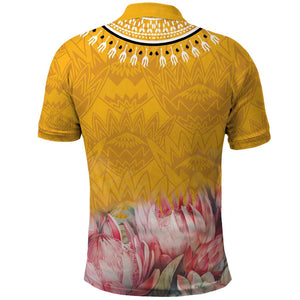 Africa Dashiki Polo Shirt King Protea Floral Motif Patterns