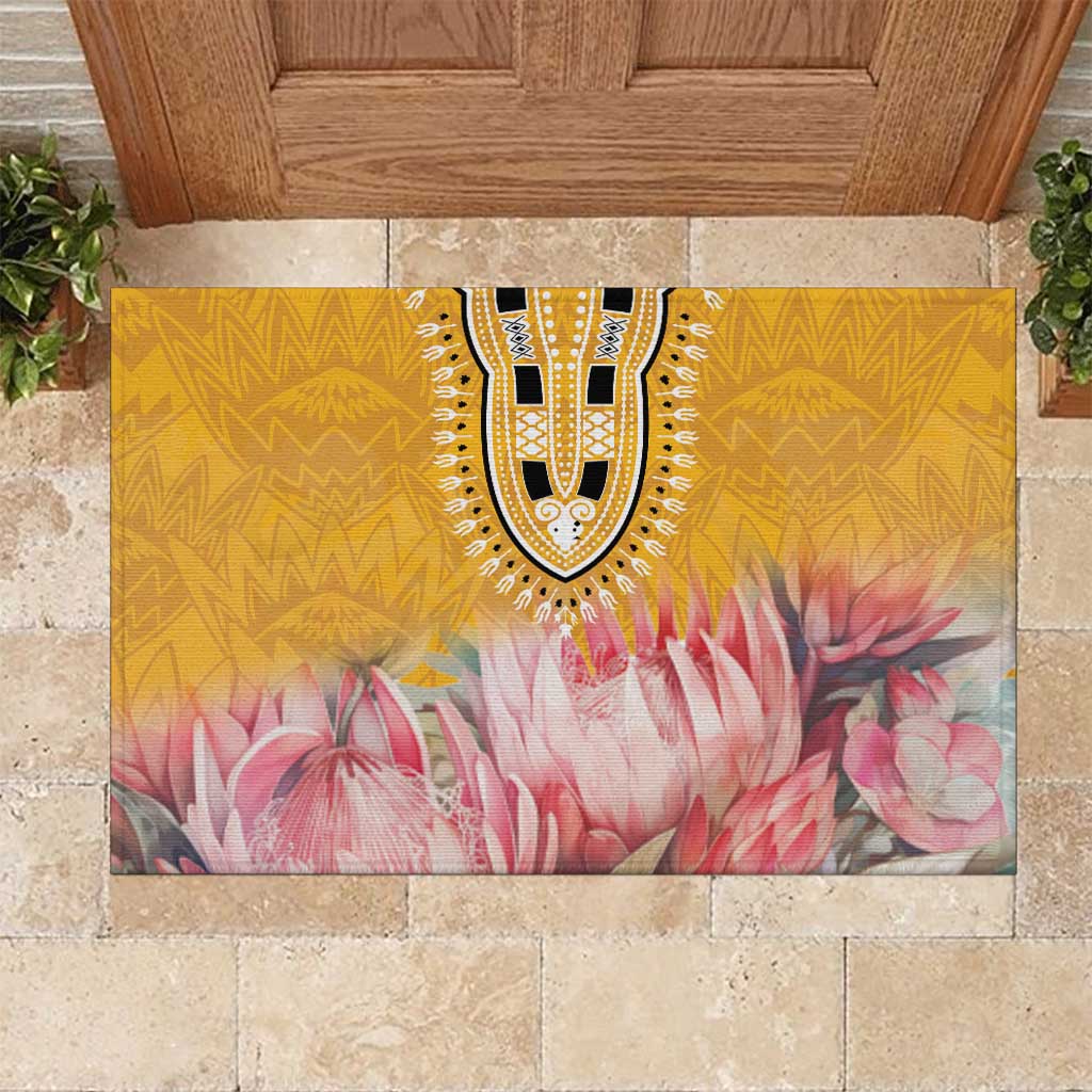 Africa Dashiki Rubber Doormat King Protea Floral Motif Patterns