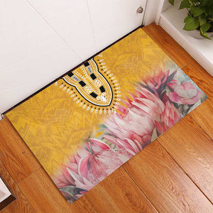 Africa Dashiki Rubber Doormat King Protea Floral Motif Patterns