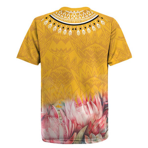 Africa Dashiki Rugby Jersey King Protea Floral Motif Patterns