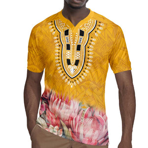 Africa Dashiki Rugby Jersey King Protea Floral Motif Patterns