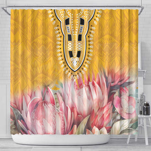 Africa Dashiki Shower Curtain King Protea Floral Motif Patterns