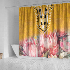 Africa Dashiki Shower Curtain King Protea Floral Motif Patterns