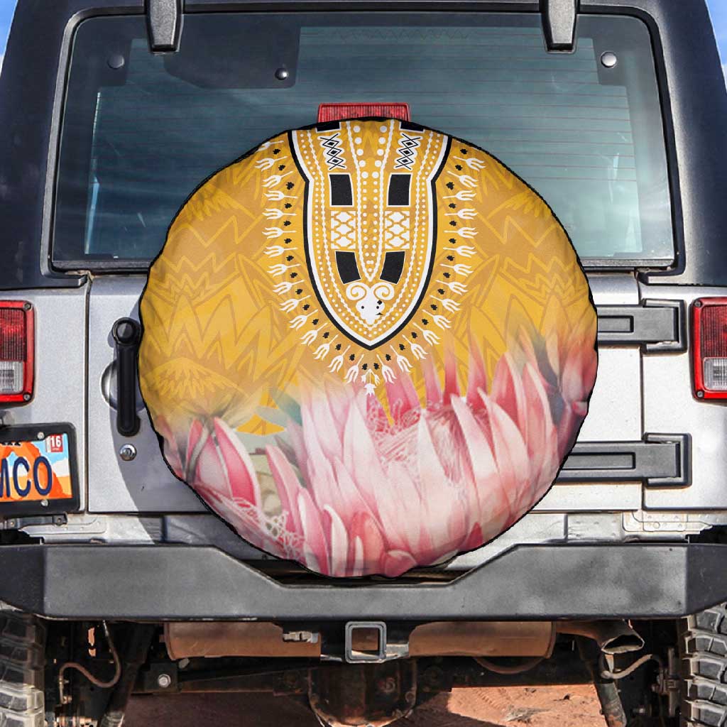 Africa Dashiki Spare Tire Cover King Protea Floral Motif Patterns