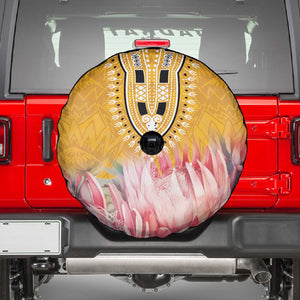 Africa Dashiki Spare Tire Cover King Protea Floral Motif Patterns