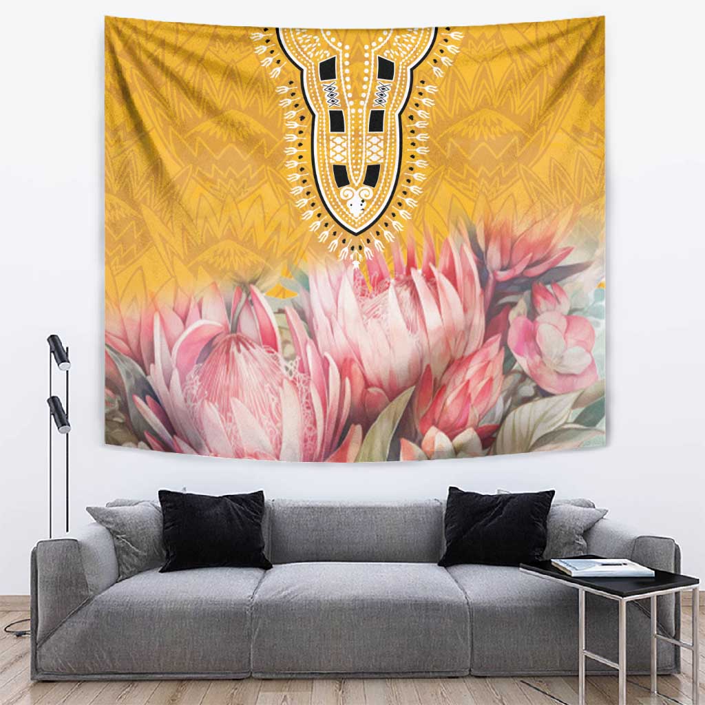 Africa Dashiki Tapestry King Protea Floral Motif Patterns