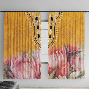 Africa Dashiki Window Curtain King Protea Floral Motif Patterns