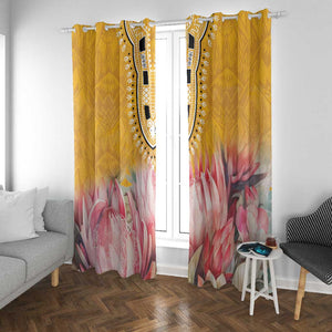 Africa Dashiki Window Curtain King Protea Floral Motif Patterns