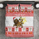 Personalized Ethiopia Melikam Gena Bedding Set Merry Christmas Lion of Judah