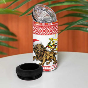 Personalized Ethiopia Melikam Gena 4 in 1 Can Cooler Tumbler Merry Christmas Lion of Judah