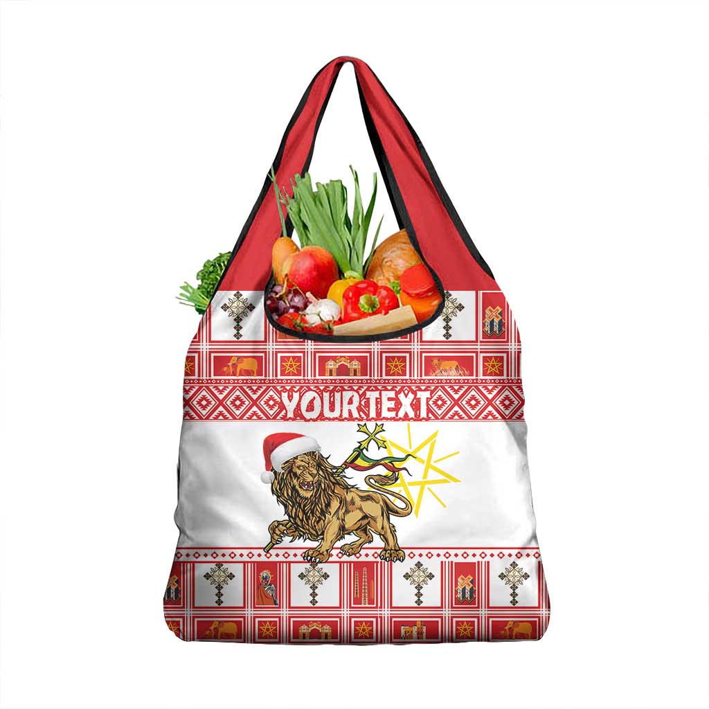 Personalized Ethiopia Melikam Gena Grocery Bag Merry Christmas Lion of Judah