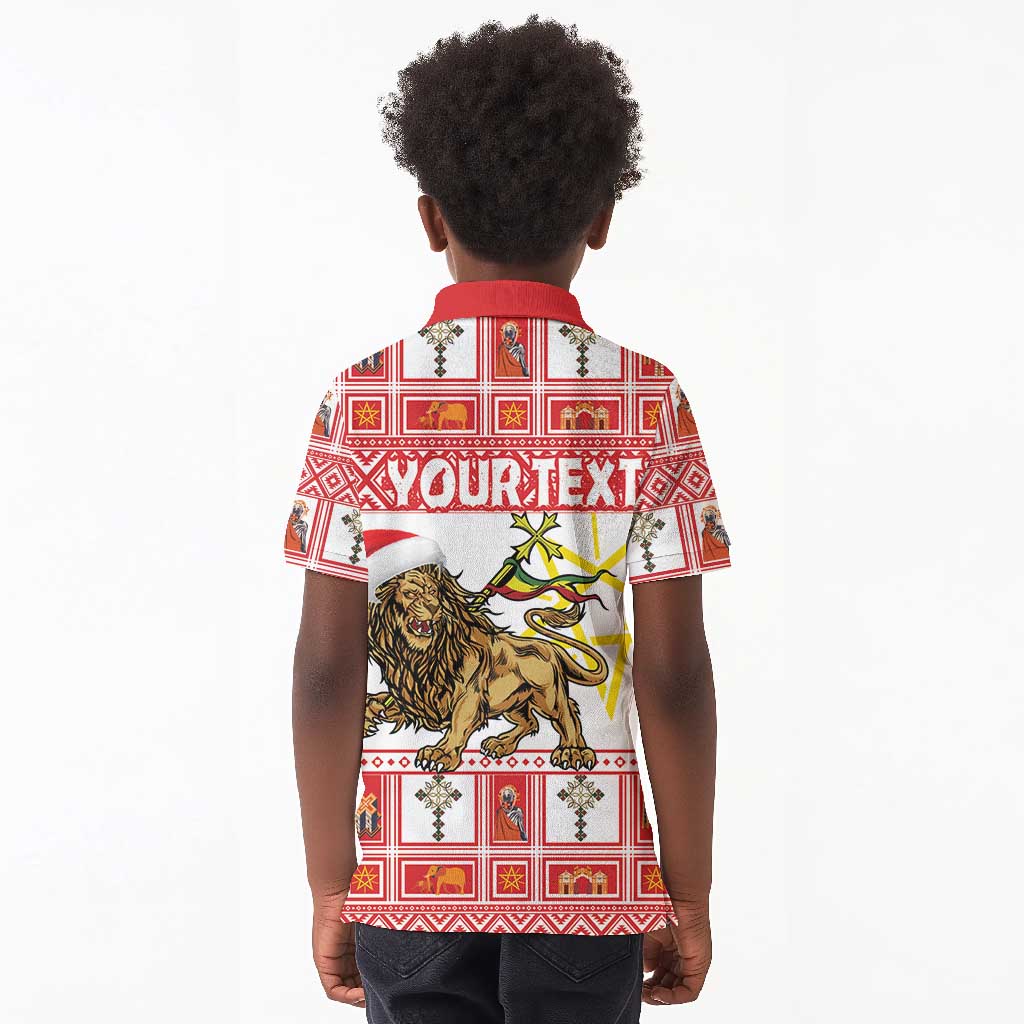 Personalized Ethiopia Melikam Gena Kid Polo Shirt Merry Christmas Lion of Judah