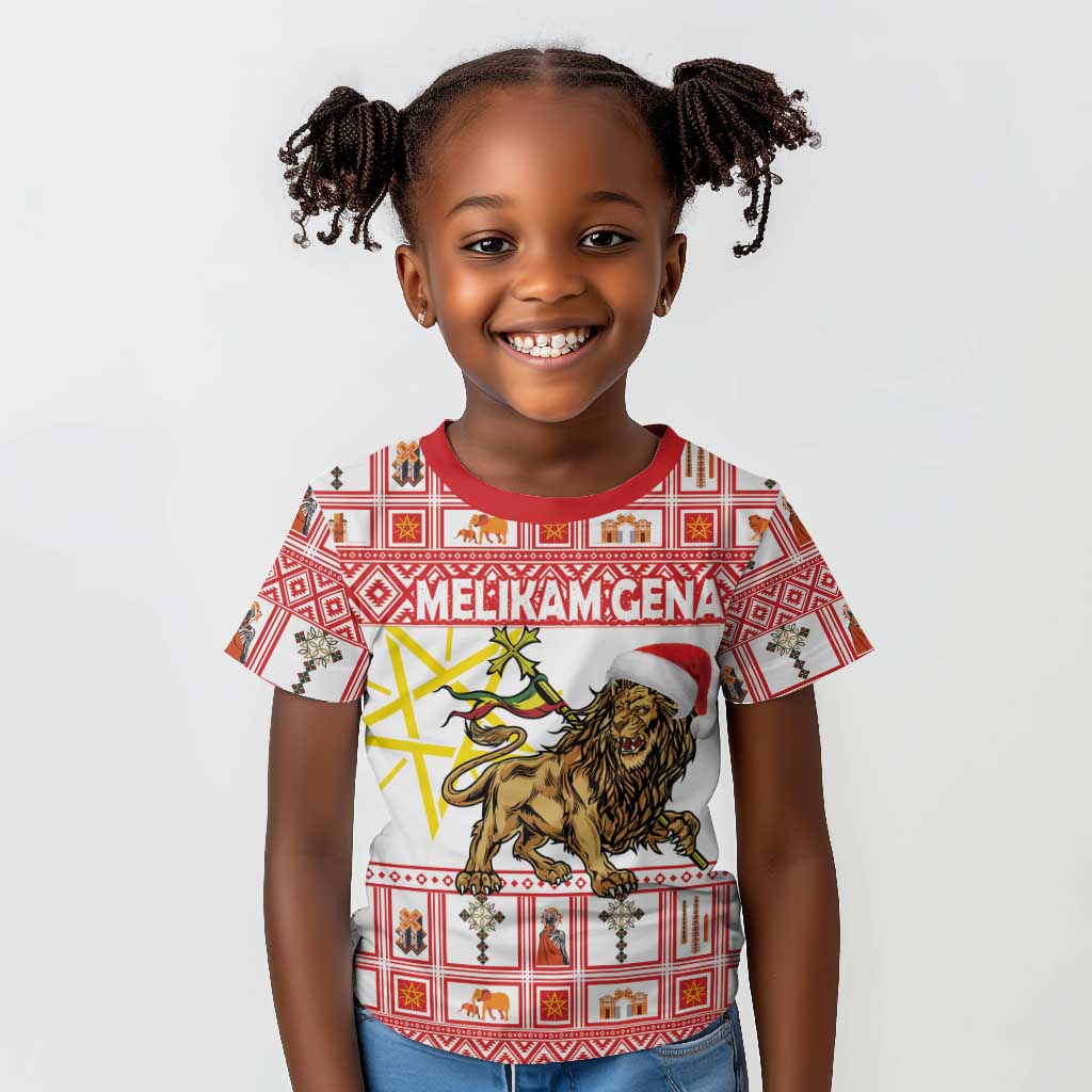 Personalized Ethiopia Melikam Gena Kid T shirt Merry Christmas Lion of Judah