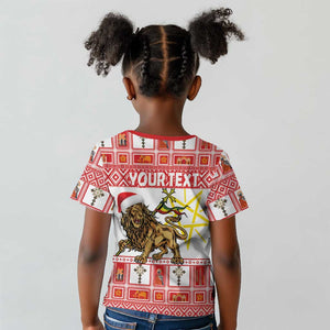 Personalized Ethiopia Melikam Gena Kid T shirt Merry Christmas Lion of Judah