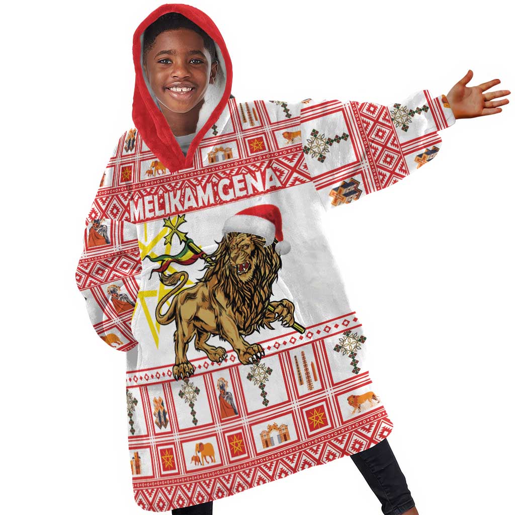 Personalized Ethiopia Melikam Gena Kid Wearable Blanket Hoodie Merry Christmas Lion of Judah