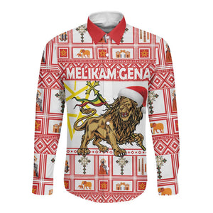 Personalized Ethiopia Melikam Gena Long Sleeve Button Shirt Merry Christmas Lion of Judah