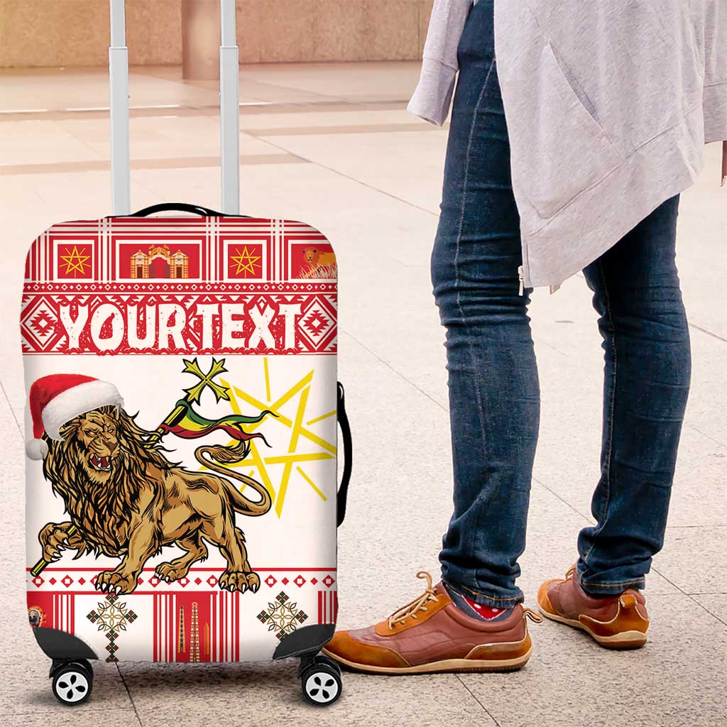 Personalized Ethiopia Melikam Gena Luggage Cover Merry Christmas Lion of Judah