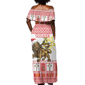 Personalized Ethiopia Melikam Gena Off Shoulder Maxi Dress Merry Christmas Lion of Judah