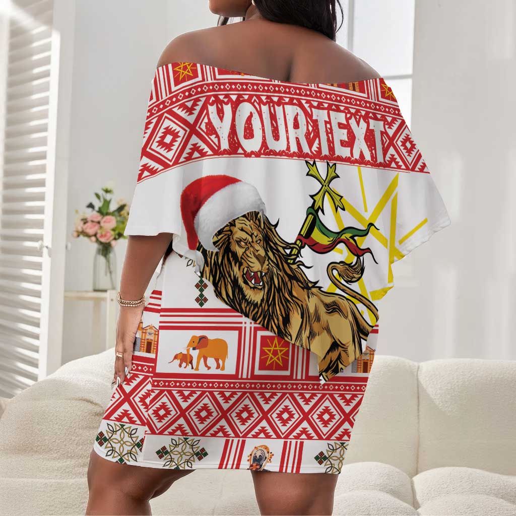 Personalized Ethiopia Melikam Gena Off Shoulder Short Dress Merry Christmas Lion of Judah