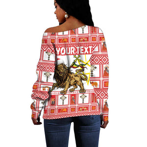 Personalized Ethiopia Melikam Gena Off Shoulder Sweater Merry Christmas Lion of Judah