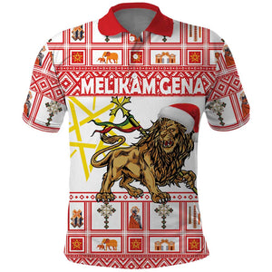 Personalized Ethiopia Melikam Gena Polo Shirt Merry Christmas Lion of Judah