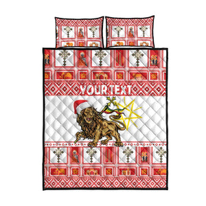 Personalized Ethiopia Melikam Gena Quilt Bed Set Merry Christmas Lion of Judah