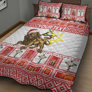 Personalized Ethiopia Melikam Gena Quilt Bed Set Merry Christmas Lion of Judah