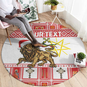 Personalized Ethiopia Melikam Gena Round Carpet Merry Christmas Lion of Judah