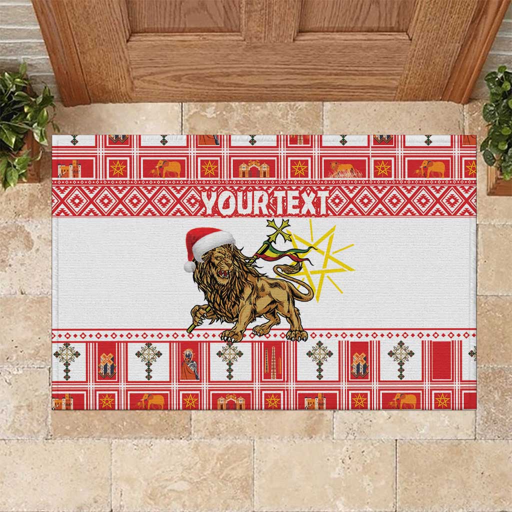 Personalized Ethiopia Melikam Gena Rubber Doormat Merry Christmas Lion of Judah