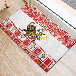 Personalized Ethiopia Melikam Gena Rubber Doormat Merry Christmas Lion of Judah