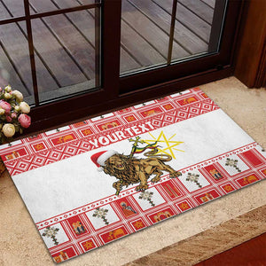 Personalized Ethiopia Melikam Gena Rubber Doormat Merry Christmas Lion of Judah