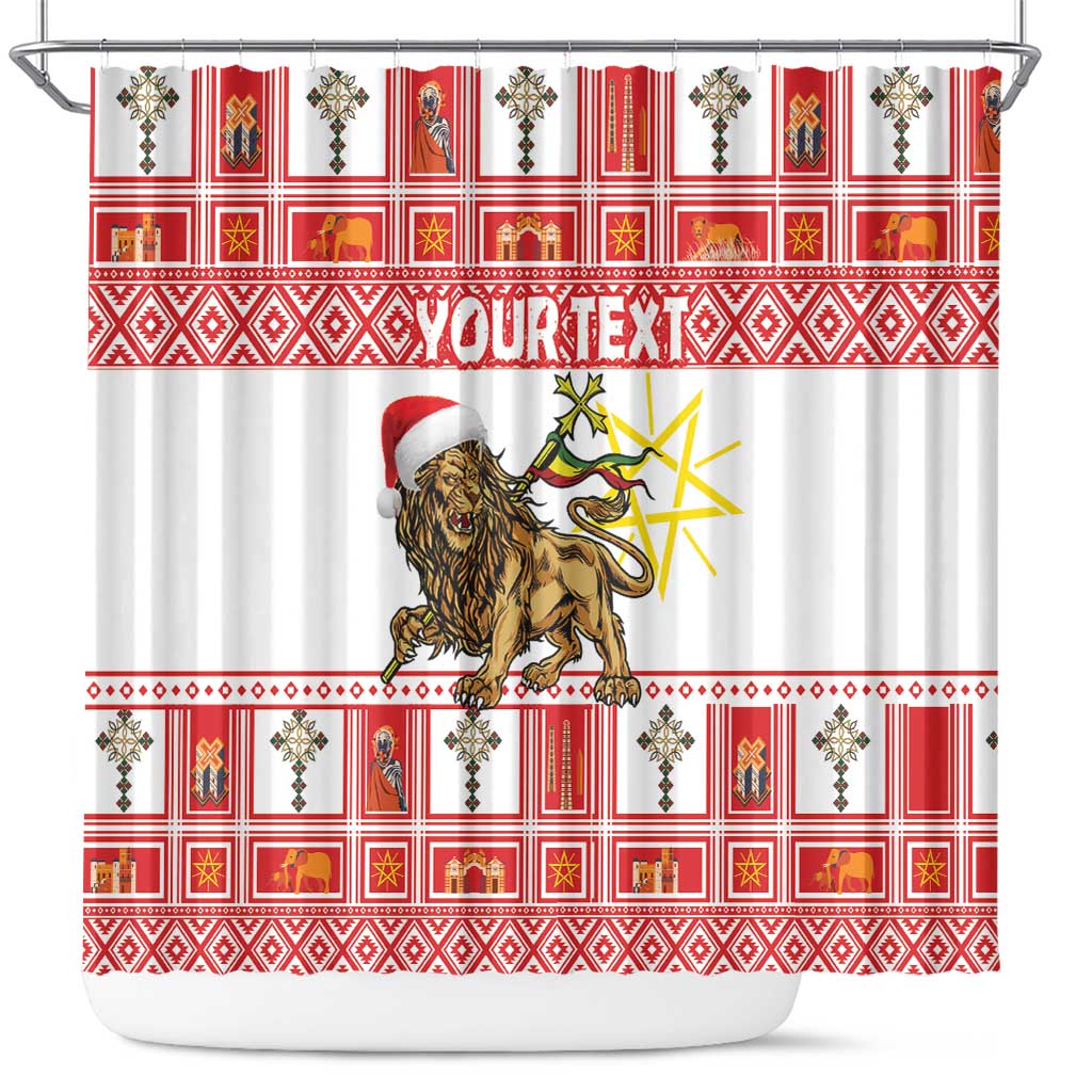 Personalized Ethiopia Melikam Gena Shower Curtain Merry Christmas Lion of Judah