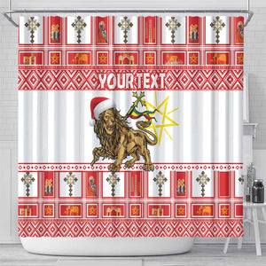 Personalized Ethiopia Melikam Gena Shower Curtain Merry Christmas Lion of Judah