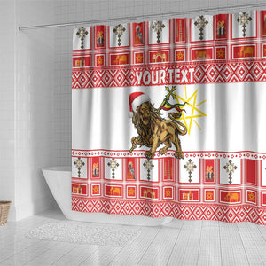 Personalized Ethiopia Melikam Gena Shower Curtain Merry Christmas Lion of Judah