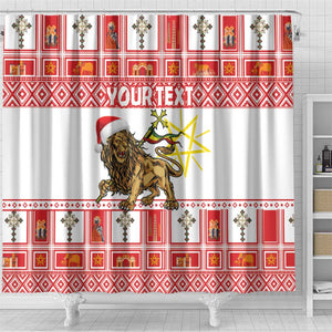 Personalized Ethiopia Melikam Gena Shower Curtain Merry Christmas Lion of Judah