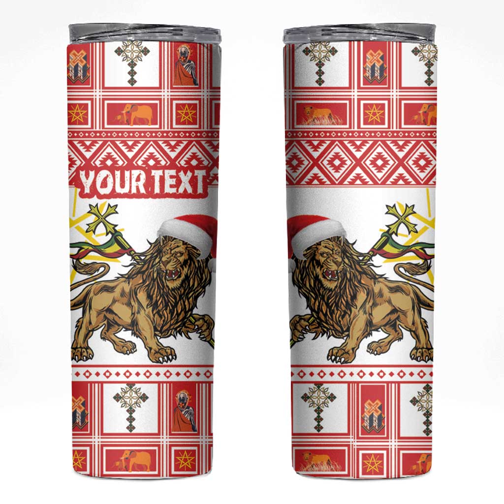 Personalized Ethiopia Melikam Gena Skinny Tumbler Merry Christmas Lion of Judah