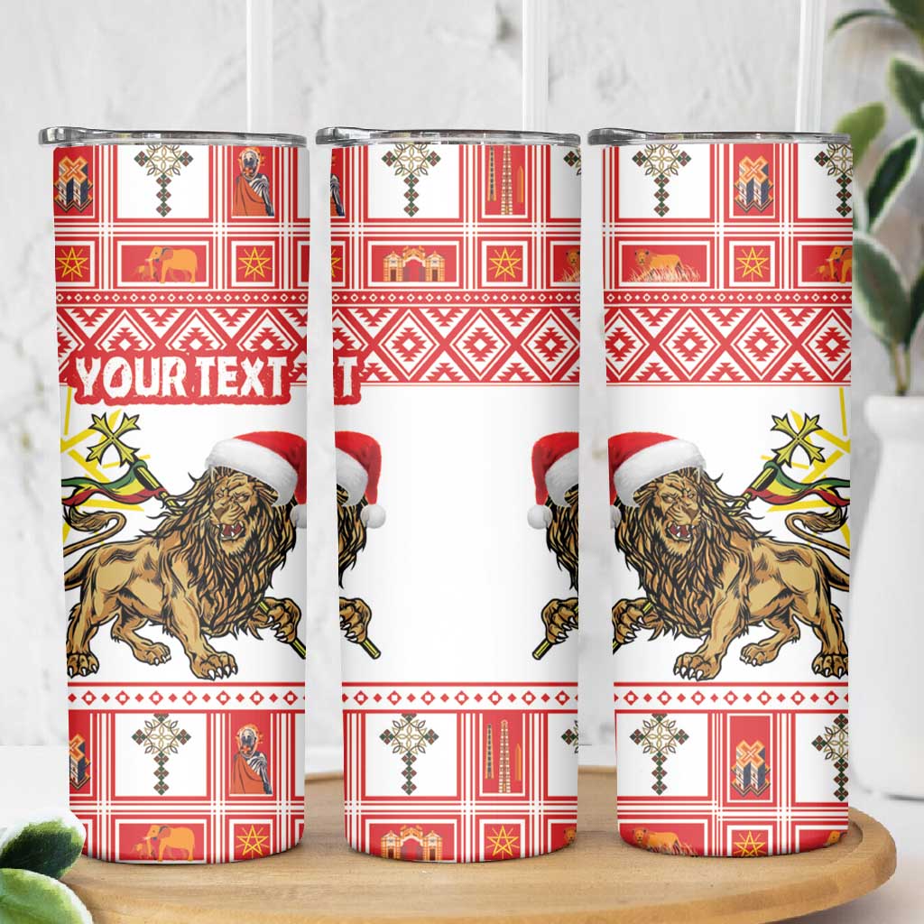 Personalized Ethiopia Melikam Gena Skinny Tumbler Merry Christmas Lion of Judah