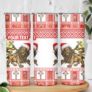 Personalized Ethiopia Melikam Gena Skinny Tumbler Merry Christmas Lion of Judah