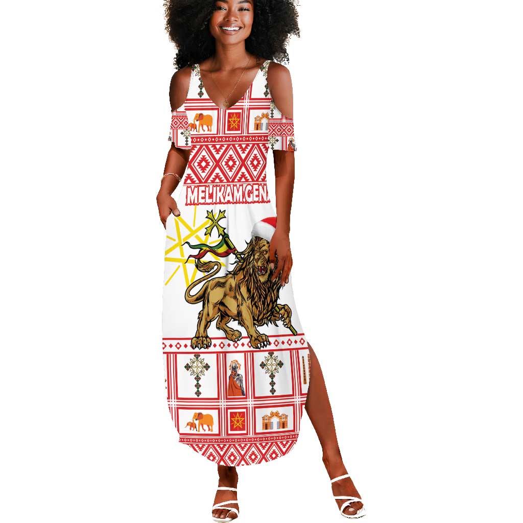 Personalized Ethiopia Melikam Gena Summer Maxi Dress Merry Christmas Lion of Judah