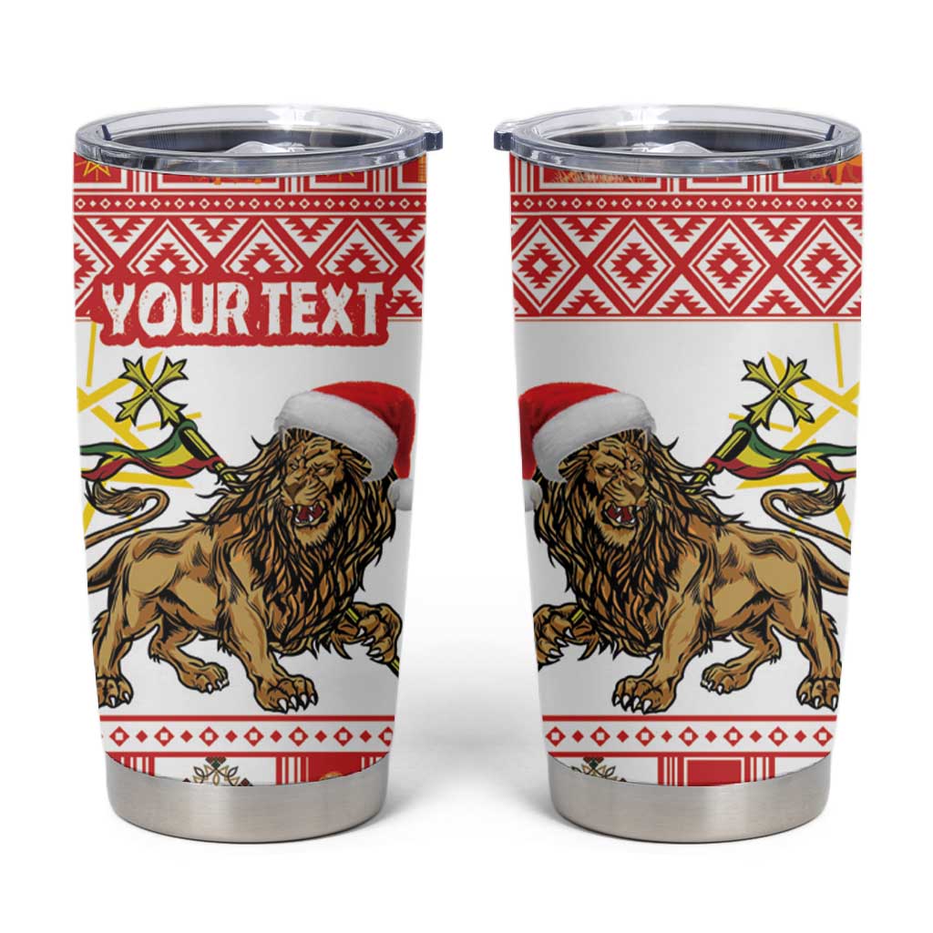 Personalized Ethiopia Melikam Gena Tumbler Cup Merry Christmas Lion of Judah