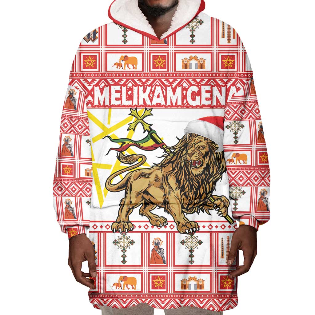 Personalized Ethiopia Melikam Gena Wearable Blanket Hoodie Merry Christmas Lion of Judah