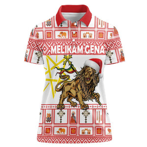 Personalized Ethiopia Melikam Gena Women Polo Shirt Merry Christmas Lion of Judah