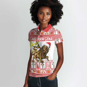 Personalized Ethiopia Melikam Gena Women Polo Shirt Merry Christmas Lion of Judah