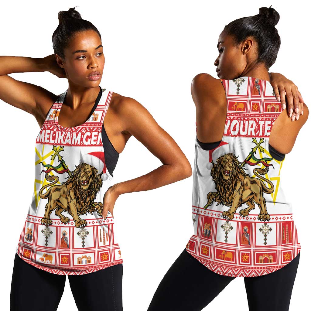 Personalized Ethiopia Melikam Gena Women Racerback Tank Merry Christmas Lion of Judah