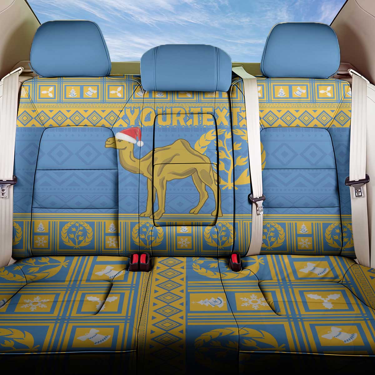 Personalized Eritrea Emblem Back Car Seat Cover Ruhus Beal Lidet - Kente Pattern