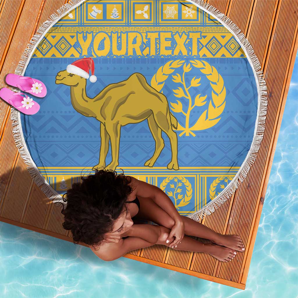 Personalized Eritrea Emblem Beach Blanket Ruhus Beal Lidet - Kente Pattern