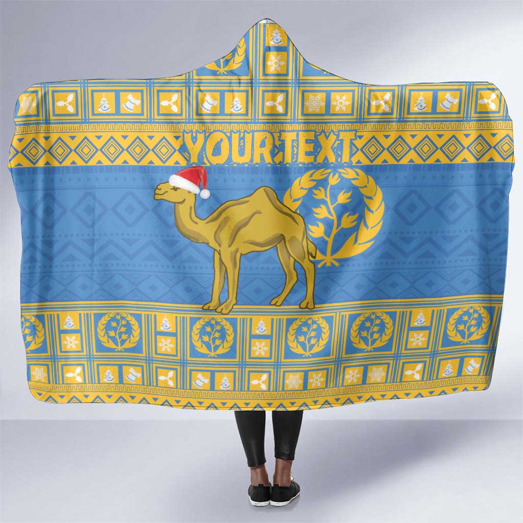 Personalized Eritrea Emblem Hooded Blanket Ruhus Beal Lidet - Kente Pattern