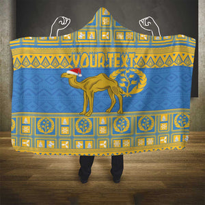 Personalized Eritrea Emblem Hooded Blanket Ruhus Beal Lidet - Kente Pattern