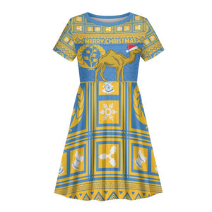 Personalized Eritrea Emblem Kid Short Sleeve Dress Ruhus Beal Lidet - Kente Pattern