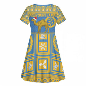 Personalized Eritrea Emblem Kid Short Sleeve Dress Ruhus Beal Lidet - Kente Pattern